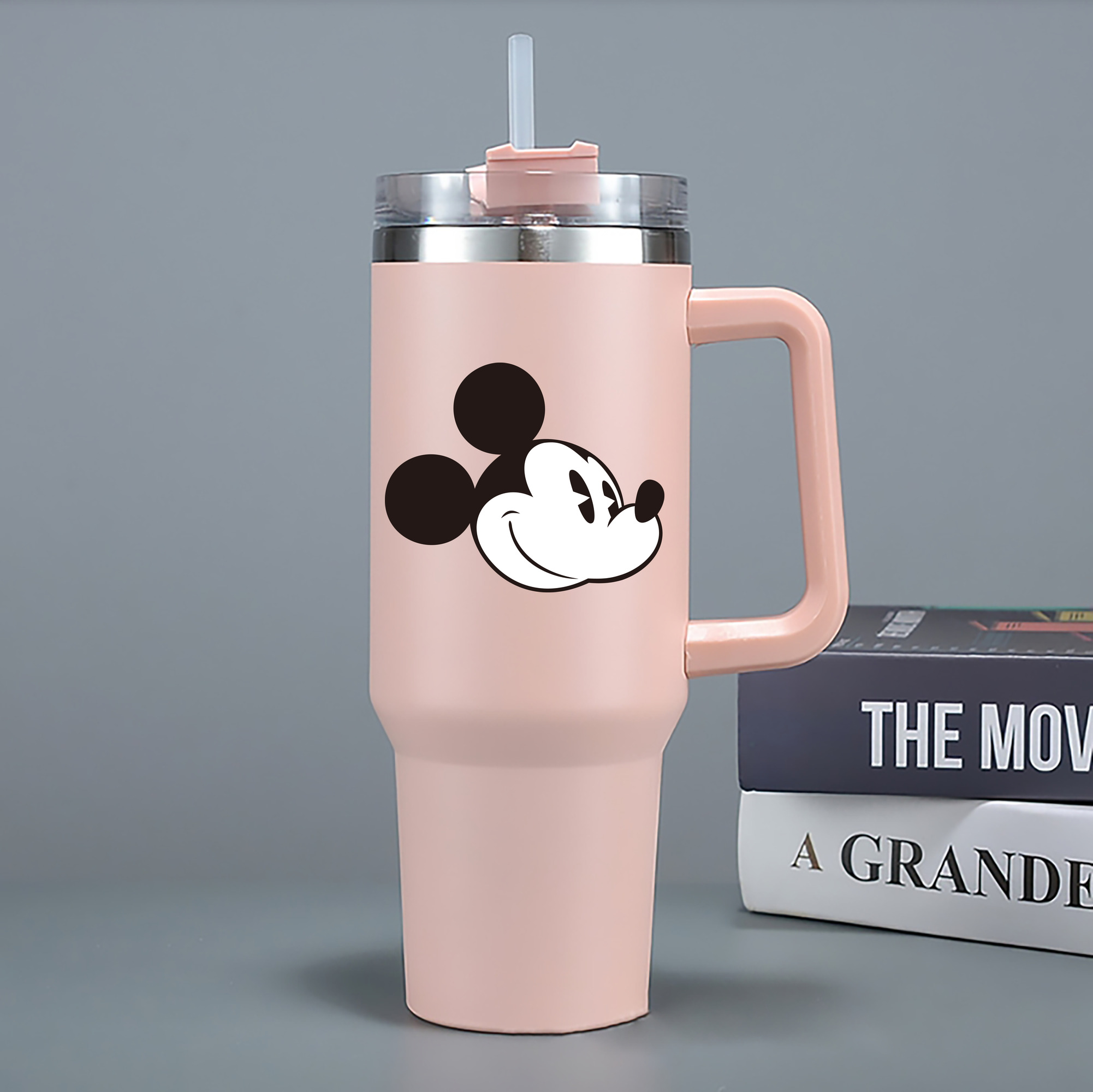 （画像用） ミッキーマウス Mickey Mouse 1200mL車用タンブラー - クリスタルステッカー（プラスチックストロー付き）